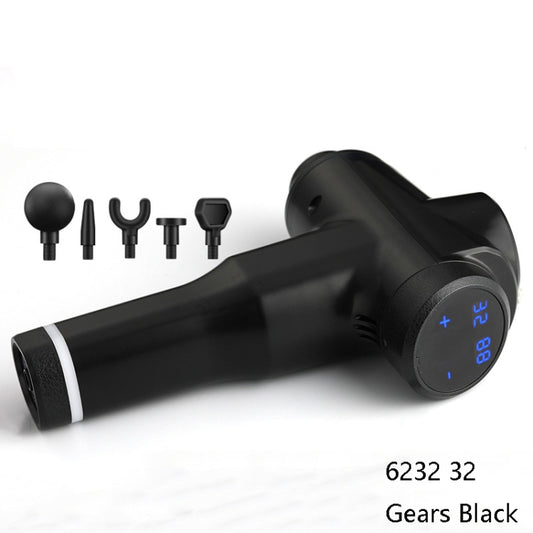 Muscles Relax Massager Portable Fitness Equipment Fascia Gun, Specification: 6232 32 Gears Black(EU Plug) by bashfashion