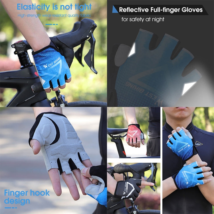 WEST BIKING YP0211215 Riding Gloves Summer Half Finger Breathable Outdoor Cycling Gloves, Size: M(Blue) by WEST BIKING