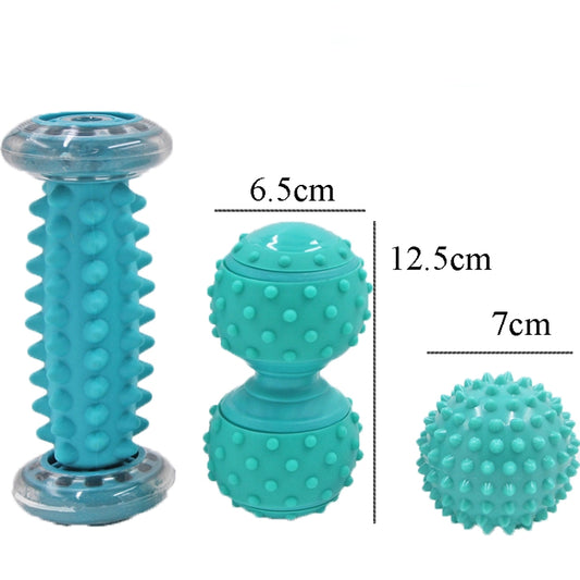 Massage Ball Plantar Fascia Ball Muscle Relaxation Fitness Ball Hand Holding Ball,Style: Green Foot Bottom + Bump Peanut Ball + 7cm Tattan by bashfashion