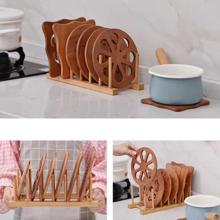 Multi-Purpose Bowl Disc Rack Kitchen Drain Rack Bamboo Tableware Storage Rack, Layer (specification): 4 Grid by bashfashion