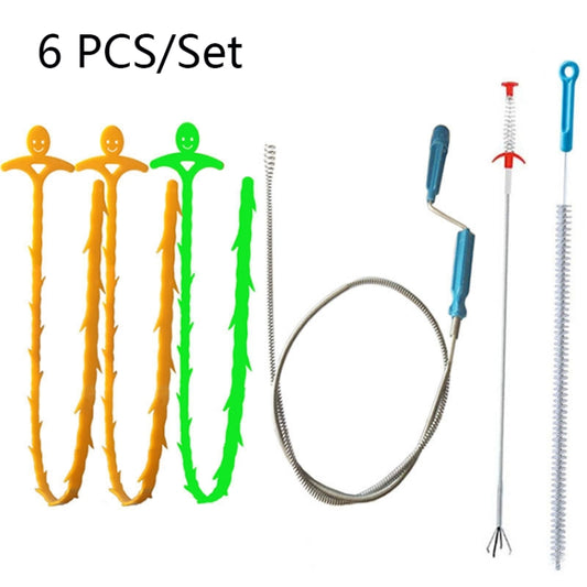 Kitchen Pipe Dredge Hook Sewer Toilet Anti-Blocking Sink Dredge Kit, Style: 6 PCS/Set-3 by bashfashion