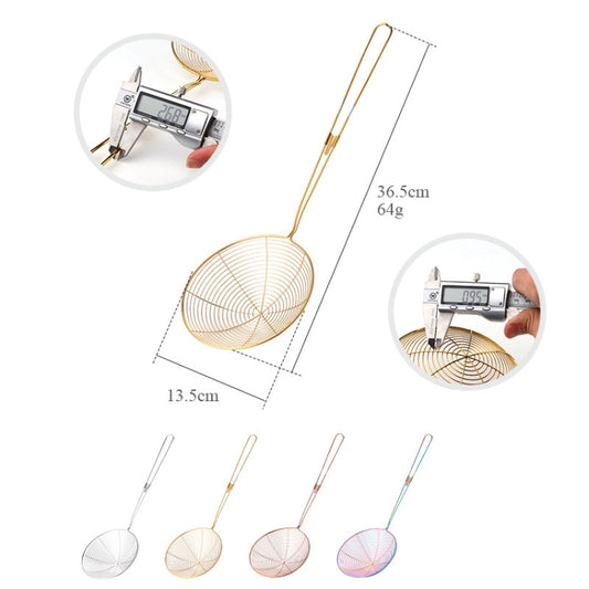 Stainless Steel Colander Noodle Spoon Oil Filter Spoon, Specification: Rose Gold by bashfashion