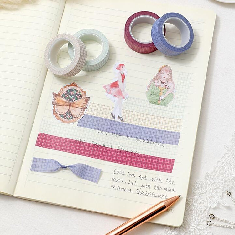 Simple Manual Decorative Stickers Plaid Material Tape(FG-07) by bashfashion