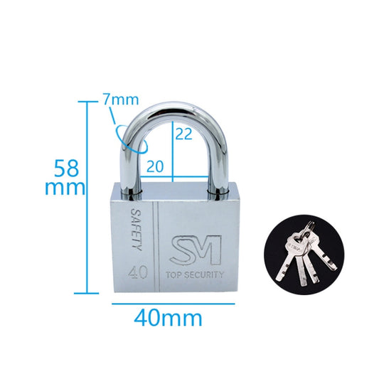 Square Blade Imitation Stainless Steel Padlock, Specification: Short 40mm Not Open by bashfashion