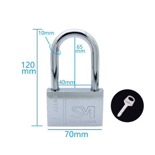 Square Blade Imitation Stainless Steel Padlock, Specification: Long 70mm Open by bashfashion