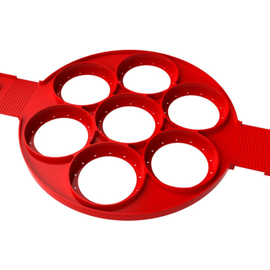 Food Grade Baking Tool Breakfast Seven-Hole Omelette(Red) by bashfashion
