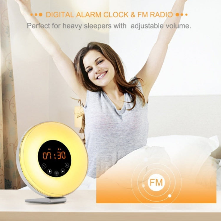 Simulated Sunrise And Sunset Sleep Light Alarm Clock with FM Radio(US Plug) by bashfashion