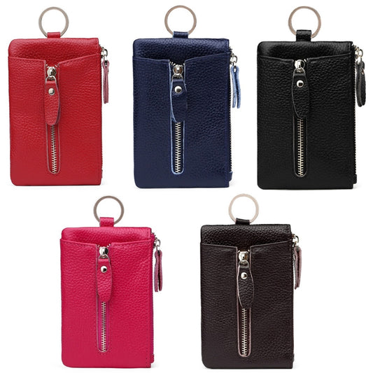 Men Leather Multifunctional Coin Purse Household Large-capacity Key Card Case(Navy Blue) by bashfashion