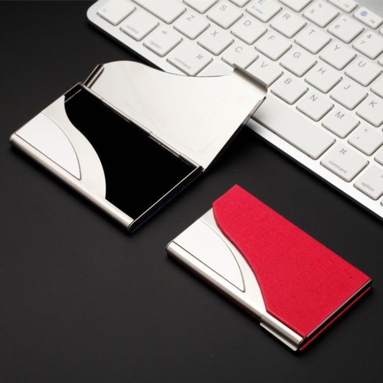 Male And Female Business Large-Capacity Stainless Steel Business Card Case(Litchi Red) by bashfashion