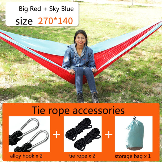 Outdoor Hammock Nylon Parachute Cloth Travel Camping Swing, Style: 2.7m x 1.4m (Red+Sky Blue) by bashfashion