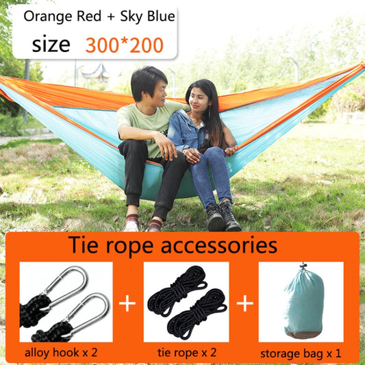 Outdoor Hammock Nylon Parachute Cloth Travel Camping Swing, Style: 3m x 2m (Orange+Sky Blue) by bashfashion