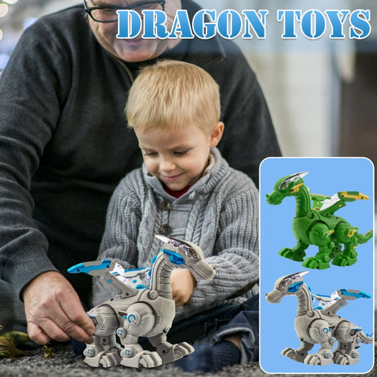 Electric Mechanical Dinosaur Toy Simulation Animal Toy Multifunctional Sound And Light Toy, Style: No Spray-Green by bashfashion