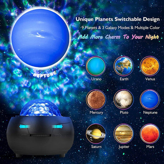 DQ-M3 LED Rotating Starry Sky Light Bluetooth Music Planets Ocean Projector Support TF Card,Style: USB Powered(Black) by bashfashion