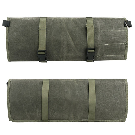Oil Wax Canvas Roll Chef Knife Storage Bag(Army Green) by bashfashion