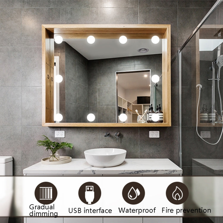 LED Mirror Front Lamp USB Adjustable Brightness Makeup Fill Light Bulbs, Power source: 10 LEDs by bashfashion
