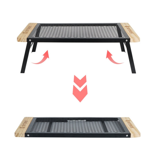 CLS Outdoor Folding Mesh Table Camping Iron Folding Table Portable Barbecue Rack Car Camping Rack(Black) by bashfashion