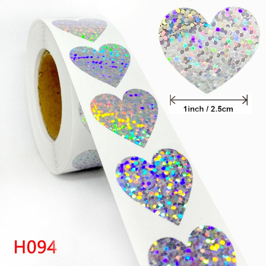 Laser Waterproof Sealing Stickers Birthday Wedding Party Decoration Stickers, Size: 25mm 500 / Rolls(H094) by bashfashion