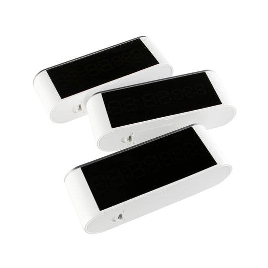 Home LED Mirror Multifunction Electronic Clock Mirror Clock Household Thermometer(White Word) by bashfashion