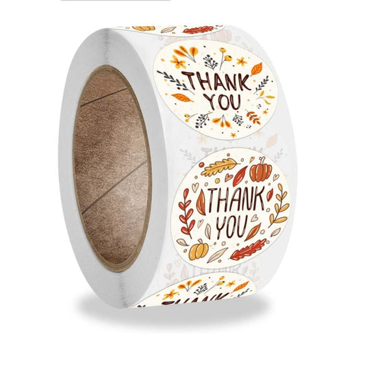 2 Rolls K-54 Thank You Floral Gift Decoration Sticker Label, Size: 3.8cm by bashfashion