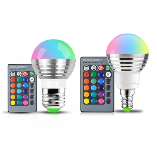 3W RGB LED Bulb 16 Color Magic Night Lamp Dimmable Stage Light with 24-keys Remote Control E27 by bashfashion
