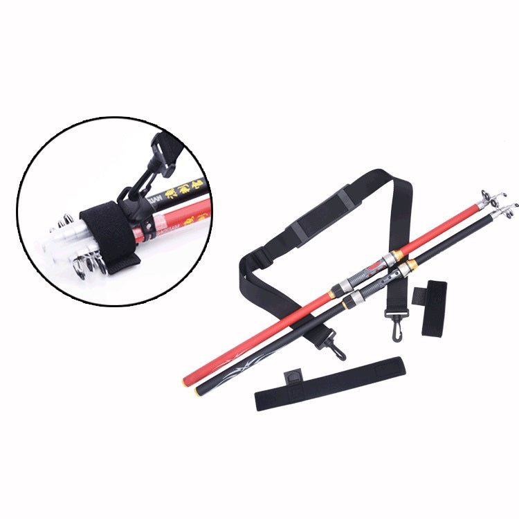 Neoprene Fishing Rod Back Strap Adjustable Length Fishing Rod Strap(Black) by bashfashion