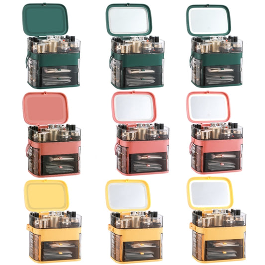 1003 Cosmetic Storage Box Desktop Dust-Proof Skin Care Products Large-Capacity Rack, Specification: Single Mirror Style (Peacock Green) by bashfashion