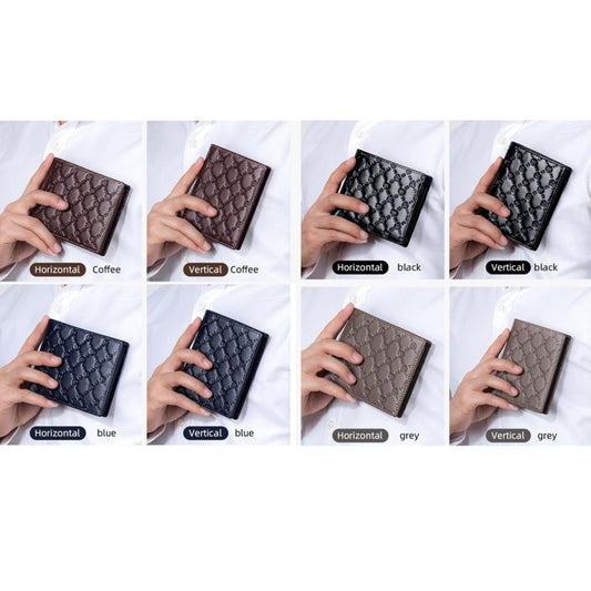 BULL CAPTAIN 0204 First-Layer Cowhide Anti-Theft Card Clamp Men Wallet, Colour: Luxury Gray (Horizontal) by bashfashion