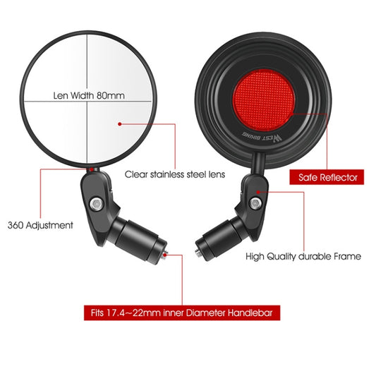 WEST BIKING YP0720032 Bicycle Rear View Mirror Foldable Cycling Mirror(Black) by WEST BIKING