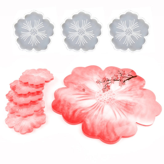 Silicone Flower Cup Pad Mold Set Crystal DIY Mirror Petal Fruit Plate Drop Mold, Specification: Big Flowers by bashfashion