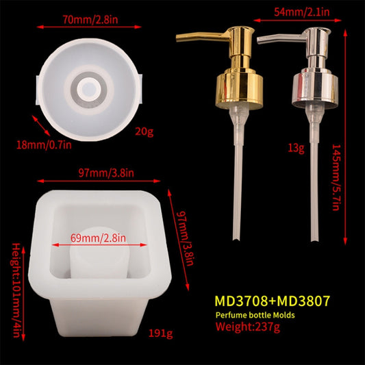 DIY Perfume Bottle Mold Drop Hand Bottle Mirror Bottle Mold, Specification: MD3708 + Gold Silver Nozzle Each by bashfashion