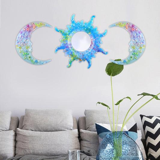 Sunglasses Moon Wall Pendant Mold Sun And Moon Mirror Wall Decoration Silicone Mold Set(Sun And Moon Mold Set) by bashfashion