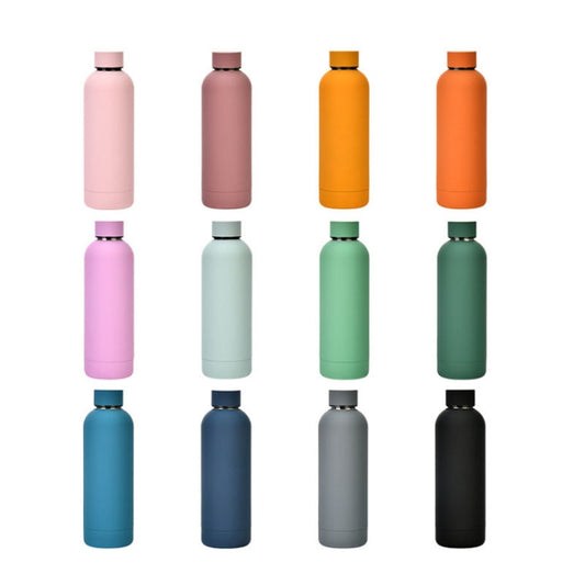 Stainless Steel Outdoor Matte Water Bottle Portable Sports Water Cup Rubber Paint Insulation Cup(Gray) by bashfashion