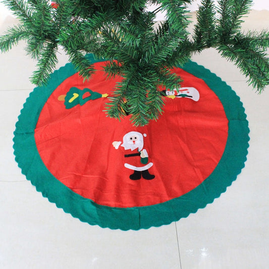 90cm Wavy Green Edge Christmas Tree Skirt Non-Woven Christmas Festival Decoration(Single Pattern, Pattern Random Delivery) by bashfashion