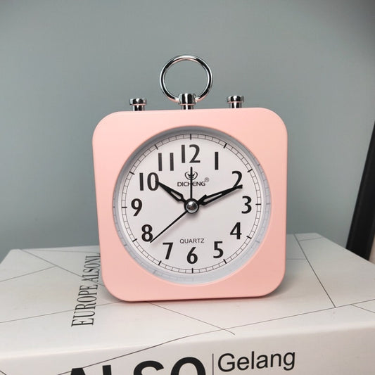 Lazy Silent Small Alarm Clock Office Home Desktop Clock(Pink) by bashfashion