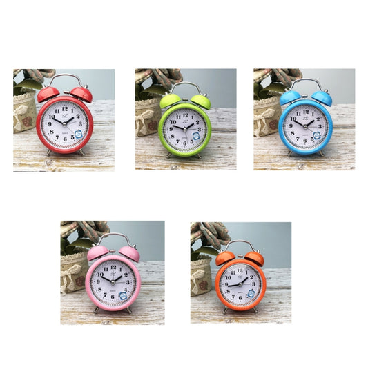 3 Inch Metal Bell Alarm Clock With Night Light Student Bedside Fashion Clock(Blue) by bashfashion