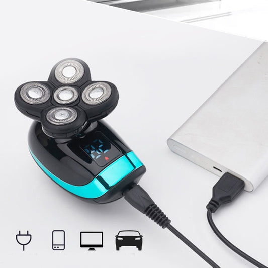 Electric Shaver Rechargeable Razor Intelligent Digital Display Bald Hair Clipper,Style: Blue by bashfashion