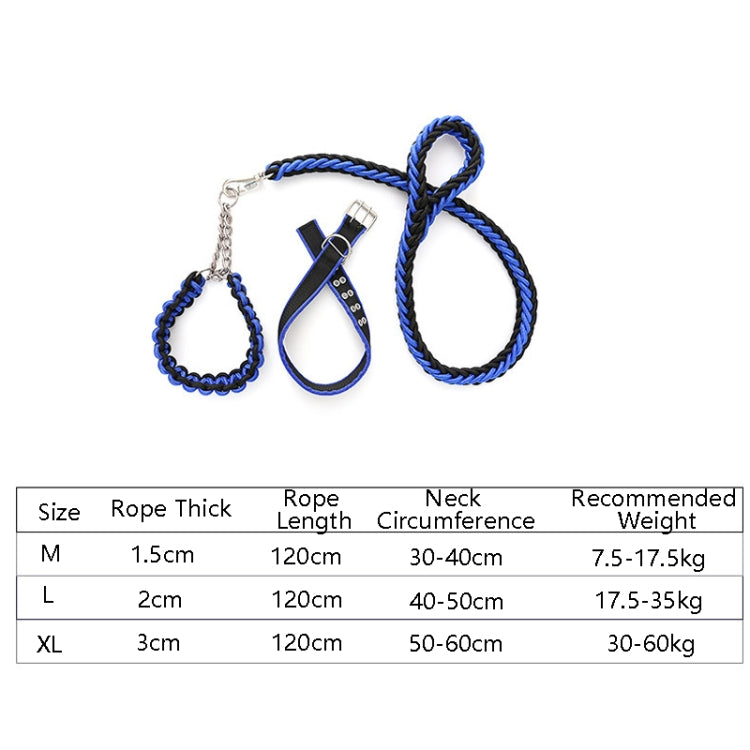 Dog Leash Braided Belt Pet Explosion-Proof Leash, Size: M(Collar Blue+Black) by bashfashion