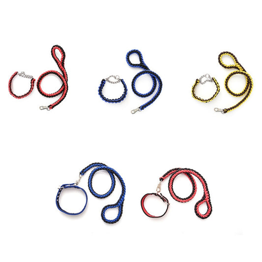 Dog Leash Braided Belt Pet Explosion-Proof Leash, Size: L(Collar Red+Black) by bashfashion