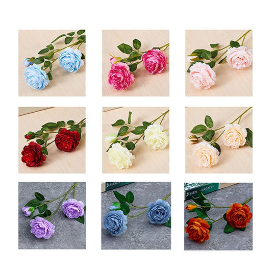 5pcs JC0055 Continental Core Flower Beam Wedding Simulation Flower Home Artificial Silk Flower(Peony Caramel Color) by bashfashion