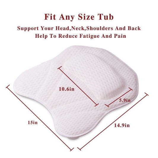 Machine Washable Mesh Cloth 3D Wave Bathtub Pillow Bathroom Bath Headrest(White) by bashfashion