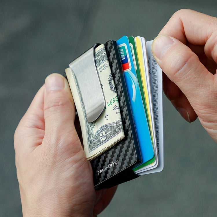 New-Bring Metal Carbon Fiber Wallet Ultra-Thin Card Holder Male RFID Anti-Theft Simple Wallet Bank Credit Card Storage Device(Silver) by New-Bring
