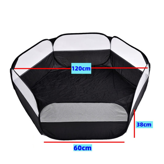 Folded Small Pet Fence Outdoor Workout Game Crawling Small Animal Tent, Specification: With Side Cloth (Black) by bashfashion