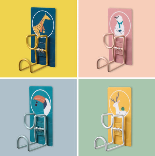 2 PCS JM028 Household Bathroom Non-Perforated Washbasin Hook Kitchen Cutting Board Seamless Hangable Storage Rack(DADA Deer) by bashfashion