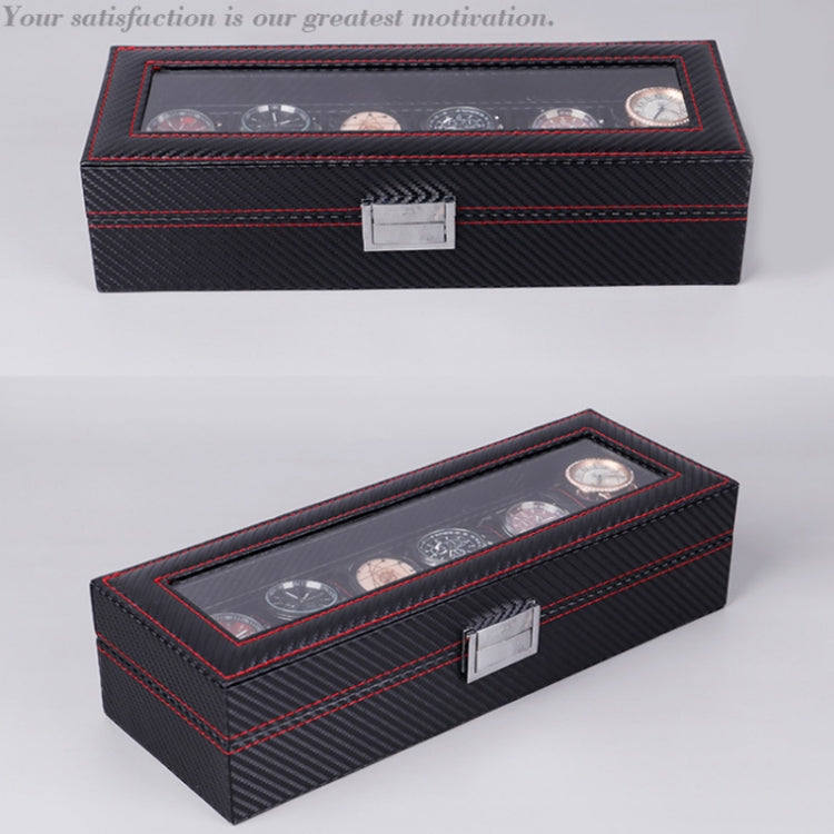 Carbon Fiber PU Leather Watch Box Jewelry Storage Box Packaging Box, Style: 12 Watch Positions by bashfashion