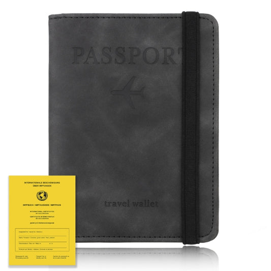 RFID Travel Passport Card Bag Elastic Band Protective Case(Black) by bashfashion