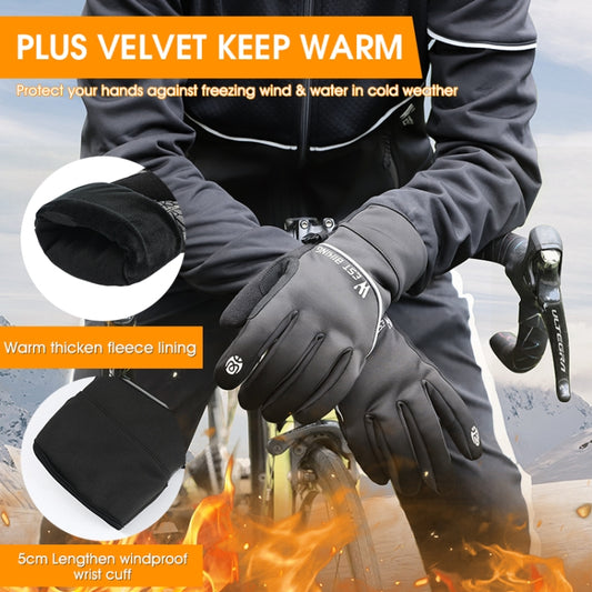 WEST BIKING YP0211220 Winter Warm Fleece Ski Gloves Silicone Non-Slip Riding Gloves, Size: L(Black) by WEST BIKING