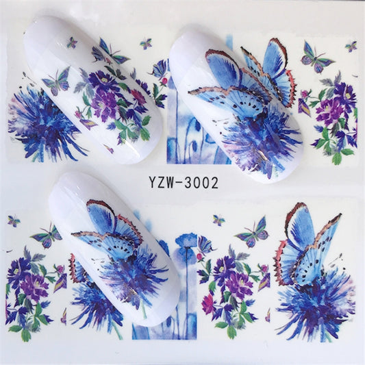 10 PCS Summer Colorful Nail Sticker Water Transfer Nail Decorations(YZW-126) by bashfashion