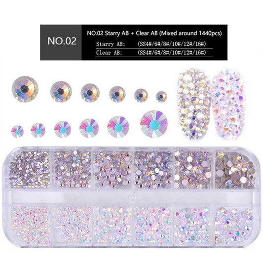 Nail Flat-back AB Crystal Strass 3D Charm Gems DIY Manicure Nail Art Decorations(02) by bashfashion