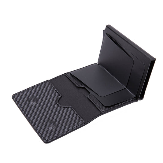 Automatic Cartridge Male Ladies Stainless Steel Credit Card Package RFID Business Card Box(Carbon Fiber Black) by bashfashion