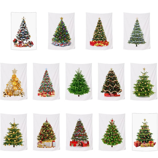Rectangular Christmas Tree Peach Skin Tapestry Mural Christmas Decoration Tapestry, Size: 100x150cm(7) by bashfashion